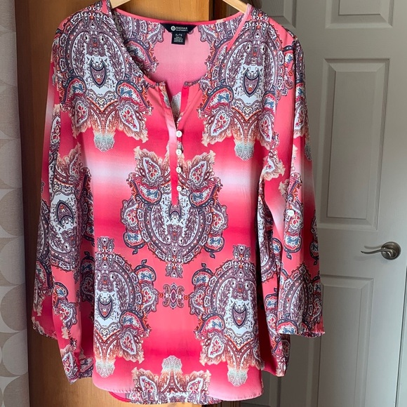 Haggar Pink Paisley Blouse XL - Picture 3 of 11